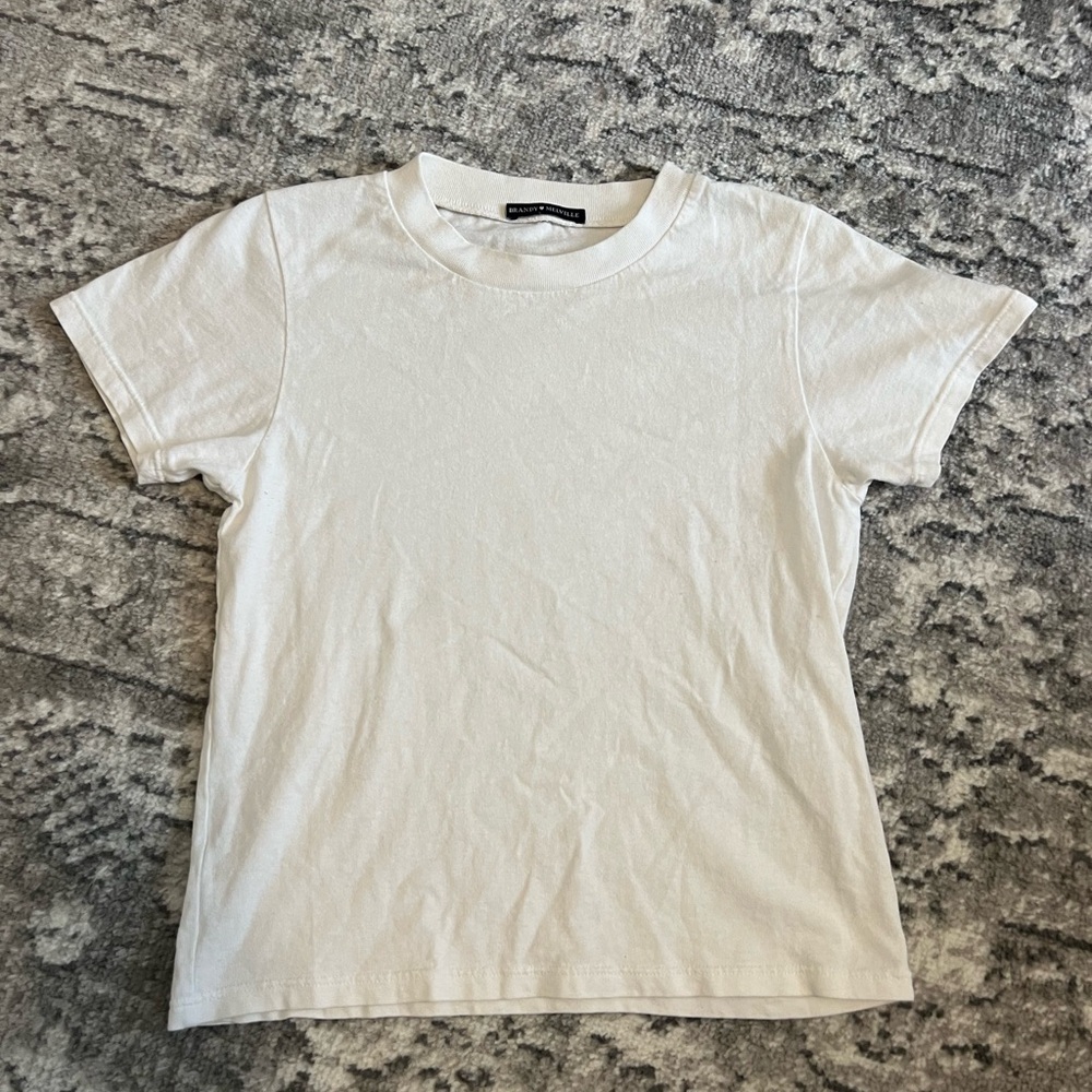 Brandy Melville Basic Baby White Crew Neck T-Shirt